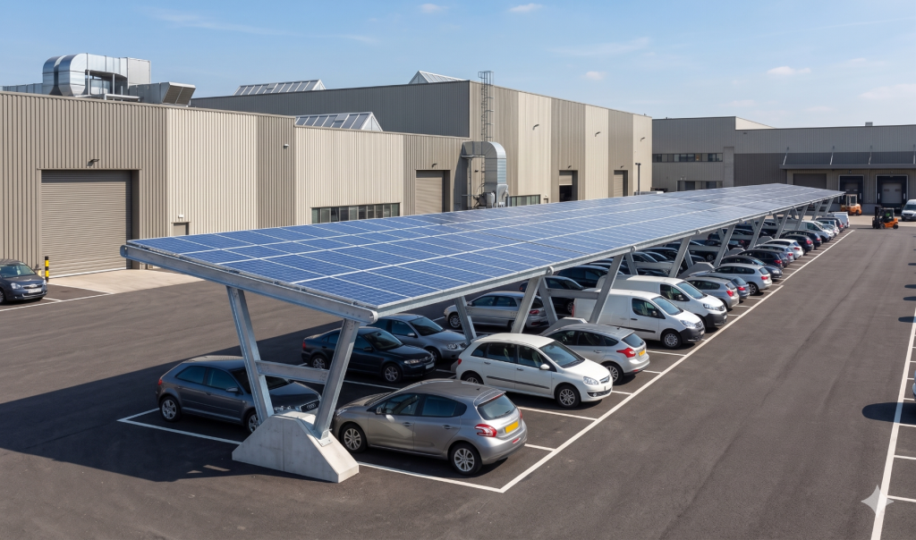 Pensiline fotovoltaiche nei parcheggi aziendali